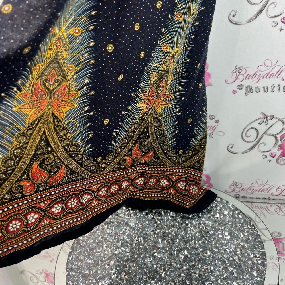 Pants wide leg flowy flare Thailand Bohemian Wide-Leg Pants with Paisley Print - Picture 7 of 14
